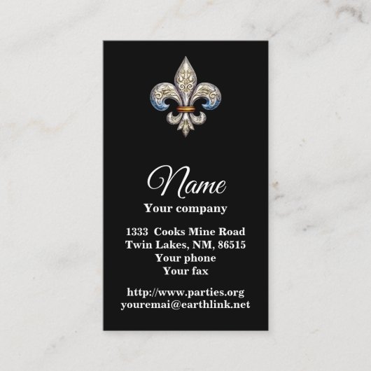 Carte De Visite Fleur de Lis (Devant)