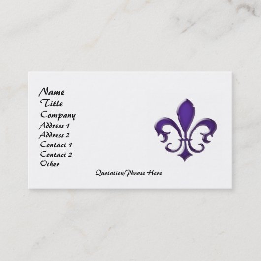 Carte De Visite Fleur de Lis 1 (Devant)