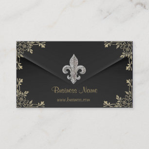 Carte de visite fleur de lis argent 2
