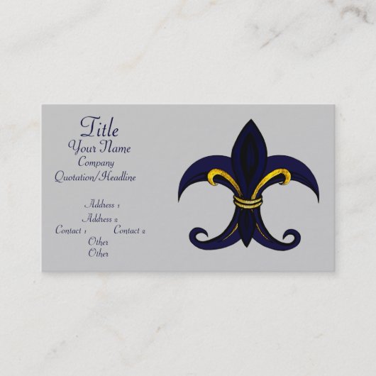 Carte De Visite Fleur de lis bleu/or (Devant)