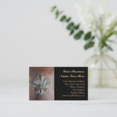 Carte De Visite Fleur De Lis, Cuivre Vieilli Imprimé (Debout devant)
