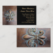 Carte De Visite Fleur De Lis, Cuivre Vieilli Imprimé (Devant / Derrière)