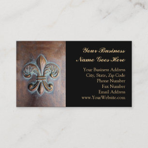 Carte De Visite Fleur De Lis, Cuivre Vieilli Imprimé
