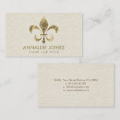 Carte De Visite Fleur de lis - Dot Art Golden Gradient (Devant / Derrière)