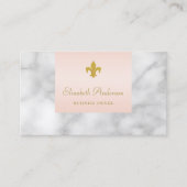 Carte De Visite Fleur de lis en marbre doré rose (Devant)