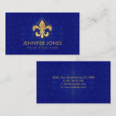 Carte De Visite Fleur de lis - Lapis Lazuli et Gold (Devant / Derrière)