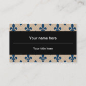 Carte De Visite Fleur de Lis Motif, Français, Royal, Bleu marine (Dos)