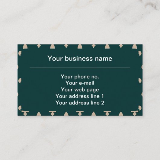 Carte De Visite Fleur de Lis Motif, Français, Royal, Crème, Vert (Devant)