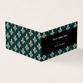 Carte De Visite Fleur de Lis Motif, Français, Royal, Crème, Vert (Extérieur)