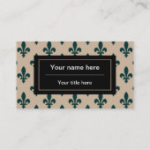 Carte De Visite Fleur de Lis Motif, Français, Royal, Vert (Dos)