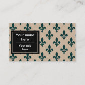 Carte De Visite Fleur de Lis Motif, Français, Royal, Vert (Dos)