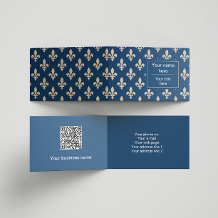 Carte De Visite Fleur de Lis Motif, française, royale, crème, bleu