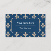 Carte De Visite Fleur de Lis Motif, française, royale, crème, bleu (Dos)