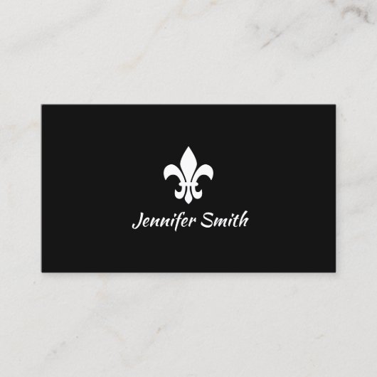 Carte De Visite Fleur de Lis noir et blanc (Devant)