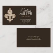 Carte De Visite Fleur-de-lis Ornament Pearl and Gold (Devant / Derrière)