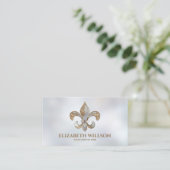 Carte De Visite Fleur de lis Ornament Pearl et or (Debout devant)