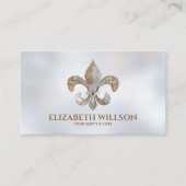 Carte De Visite Fleur de lis Ornament Pearl et or (Devant)