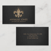 Carte De Visite Fleur de lis Pastel Gold (Devant / Derrière)