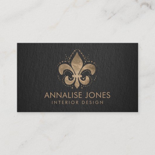 Carte De Visite Fleur de lis Pastel Gold (Devant)
