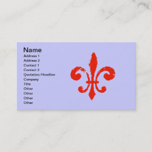 Carte De Visite Fleur De Lis Rouge Dévêtu,