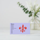 Carte De Visite Fleur De Lis Rouge Dévêtu, (Debout devant)