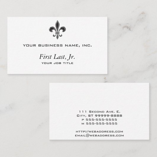 Carte De Visite Fleur De Lis - Stripey (Devant / Derrière)