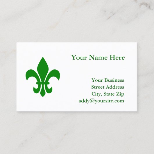 Carte De Visite Fleur de Lis verte (Devant)