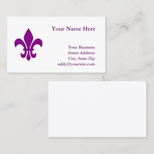 Carte De Visite Fleur de Lis violet (Devant / Derrière)