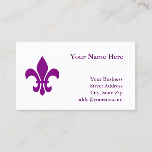 Carte De Visite Fleur de Lis violette (Devant)
