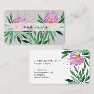 Carte De Visite Fleur de Lotus à l'aquarelle élégante Professionne