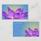 Carte De Visite Fleur de Lotus Aquarelle Violet Pourpre (Devant / Derrière)