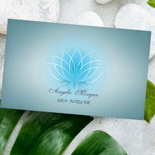 Carte De Visite Fleur de Lotus Bleu Élégante Charmante Professionn
