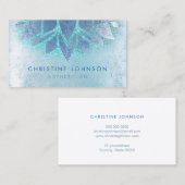 Carte De Visite fleur de lotus bleu et fausse parties scintillant  (Devant / Derrière)