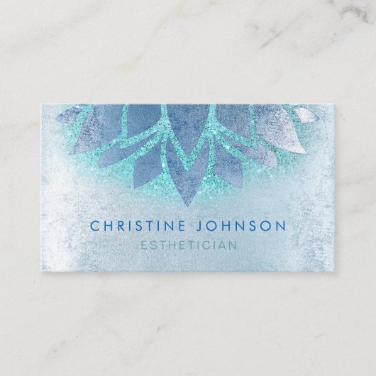 Carte De Visite fleur de lotus bleu et fausse parties scintillant  (Devant)