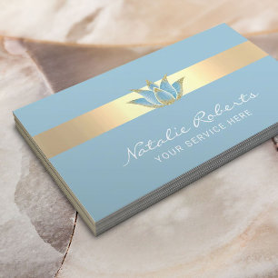 Carte De Visite Fleur de Lotus bleu moderne de thérapie de massage