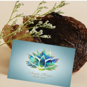 Carte De Visite Fleur de lotus bleue élégante