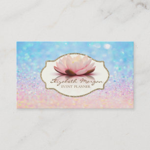 Carte De Visite Fleur de Lotus Cadre Moderne Paillettes Bokeh Ombr