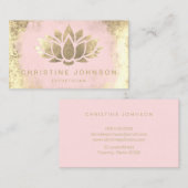 Carte De Visite fleur de lotus de feuille d'or fausse sur rose pâl (Devant / Derrière)