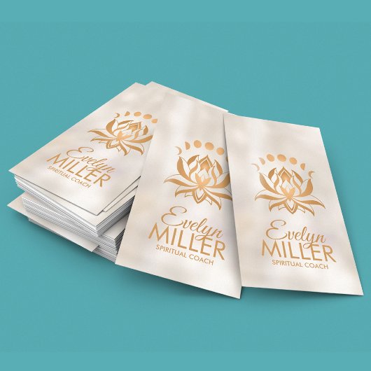 Carte De Visite Fleur de Lotus d'or et phases de la lune