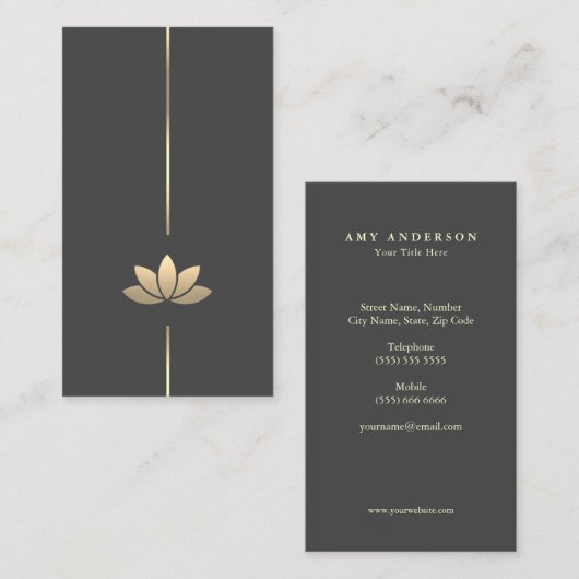 Carte De Visite Fleur de lotus doré (Devant / Derrière)