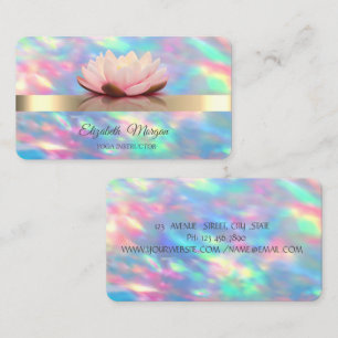 Carte De Visite Fleur de Lotus Dorée Élégante Opale Iridescente