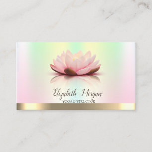 Carte De Visite Fleur de Lotus Dorée Iridescente Professeure de Yo