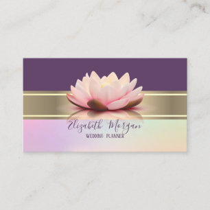 Carte De Visite Fleur de Lotus élégante à rayure dorée moderne