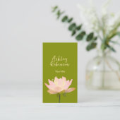 Carte De Visite Fleur de lotus élégante code QR vert avocat boho (Debout devant)