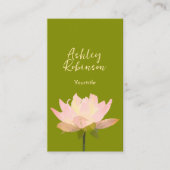 Carte De Visite Fleur de lotus élégante code QR vert avocat boho (Devant)