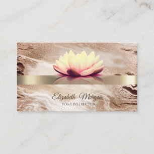 Carte De Visite Fleur de lotus élégante en marbre avec paillettes
