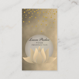 Carte De Visite Fleur de Lotus noire d'instructeur de yoga d'or