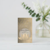 Carte De Visite Fleur de Lotus noire d'instructeur de yoga d'or (Debout devant)