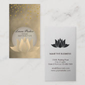 Carte De Visite Fleur de Lotus noire d'instructeur de yoga d'or (Devant / Derrière)