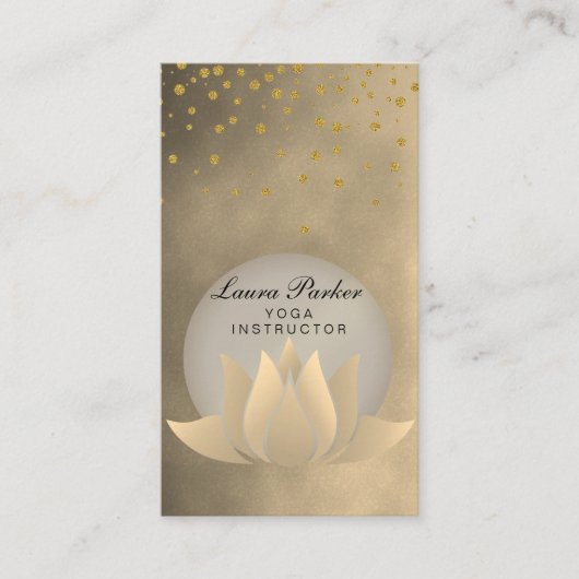 Carte De Visite Fleur de Lotus noire d'instructeur de yoga d'or (Devant)